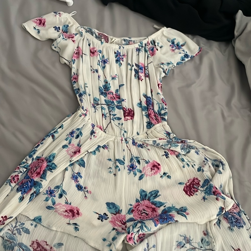off the shoulder romper with a train